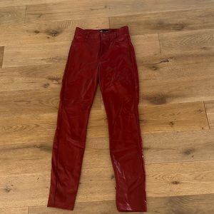 Zara red leather pants